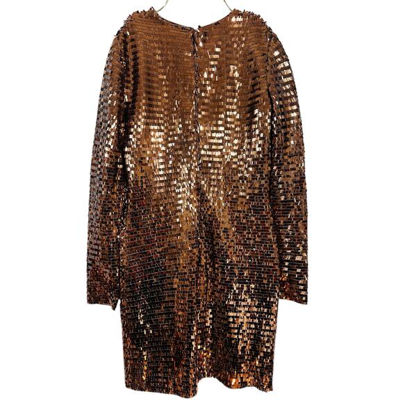 NWT Gianni Bini Gold Maze DRS Celeste Sequin Crew Neck Long Sleeve Dress Size 2 - Picture 3 of 9